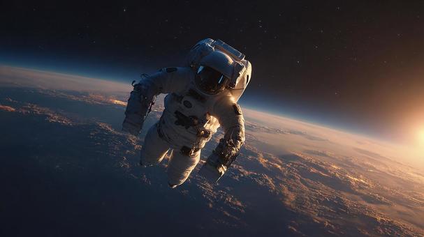 宇宙からの眺め:壮大な地球と人物 宇宙からの眺め:壮大な地球と人物の写真