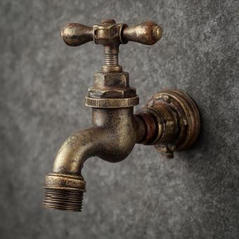 アンティーク調の古びた蛇口 アンティーク調の古びた蛇口の写真