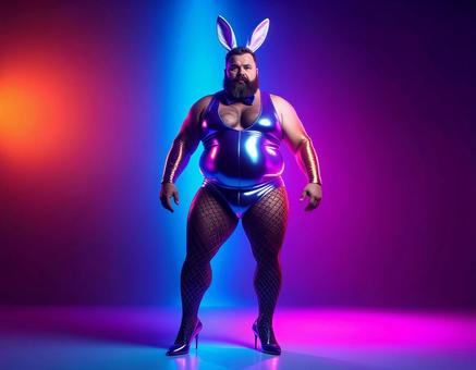 バニーコスチュームの男性 バニーコスチュームの男性の写真