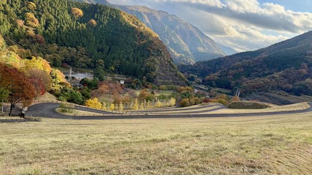 くねくね道 遊歩道,歩行者,曲線の写真素材