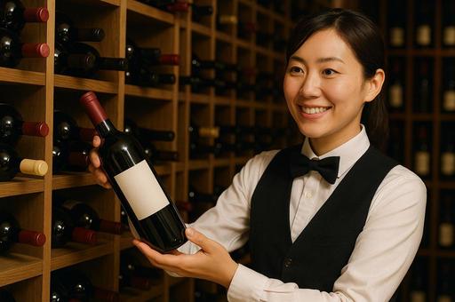 ワインを見せるソムリエの写真