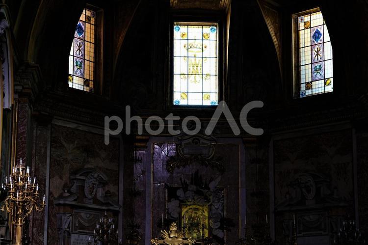 サンタ・マリア・デリ・アンジェリ教会26 サンタマリアデリアンジェリ教会,ステンドグラス,イタリアの写真素材