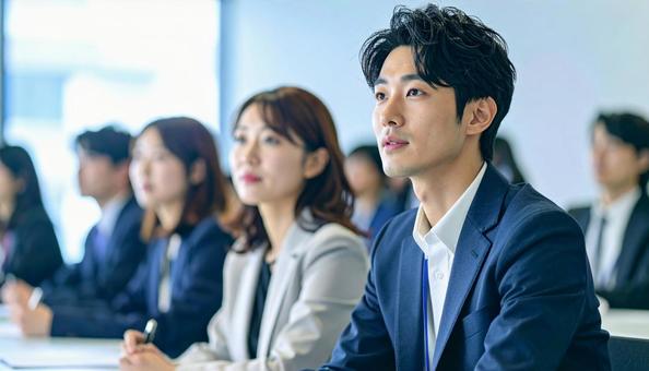 真剣な表情で学ぶビジネスマン 真剣な表情で学ぶビジネスマンの写真