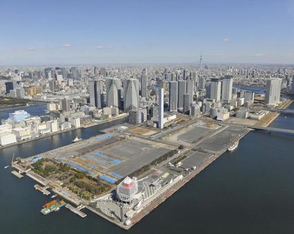 Aerial view of Harumi, aérien, hélicoptère, district de jiangdong, JPG