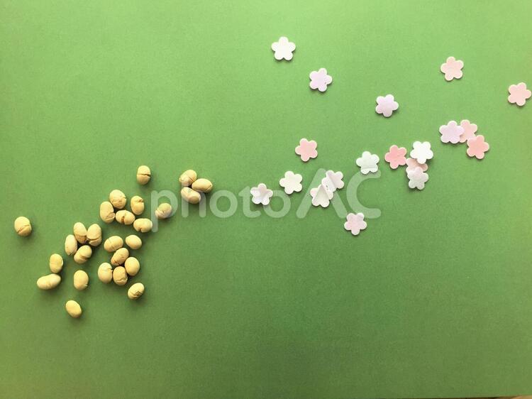 いり豆と花びら（節分素材） 節分,春,煎り豆の写真素材