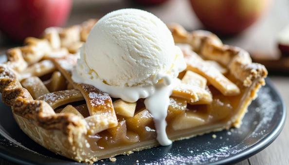 アイスクリーム添えのアップルパイ アイスクリーム添えのアップルパイの写真
