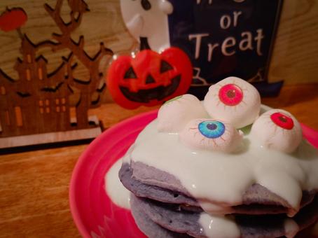 ハロウィン風、目玉パンケーキ3 パンケーキ,ハロウィン,ジャック・オー・ランタンの写真素材