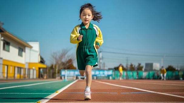 陸上競技を楽しむ少女7 陸上競技を楽しむ少女7の写真