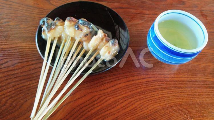 かざり屋のあぶり餅とお茶 あぶり餅,煎茶,美味しいの写真素材
