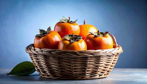 籠に入った柿の写真