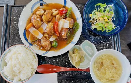 酢豚定食 中華ランチ 卵スープ 酢豚定食 中華ランチ 卵スープ 酢豚定食,ランチ,酢豚の写真素材