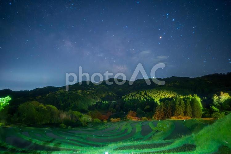 房総大山千枚田から見た天の川 天の川,夜空,宇宙の写真素材