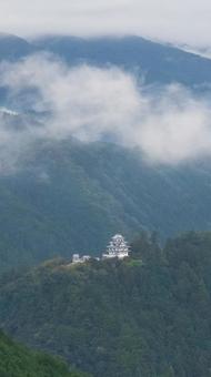 遠くから見た郡上八幡城の写真