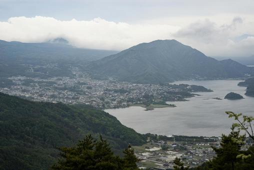 山梨県河口湖周辺の街並み 河口湖町,河口,勝山の写真素材