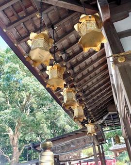 神社の吊灯篭・軒灯篭(枚岡神社・東大阪) 神社の吊灯篭・軒灯篭(枚岡神社・東大阪) 吊灯篭,軒灯篭,神社の写真素材