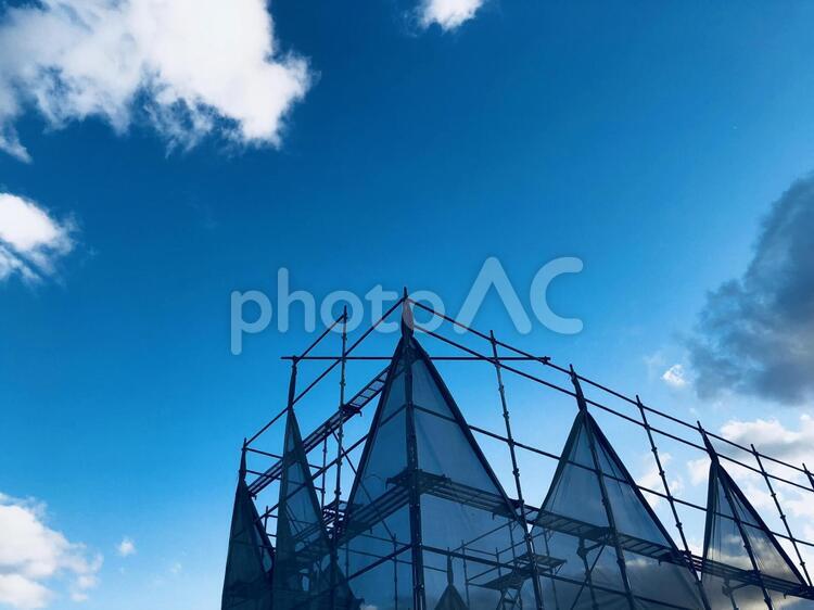 建設中と青い空 ビル,中心業務地区,企業の写真素材