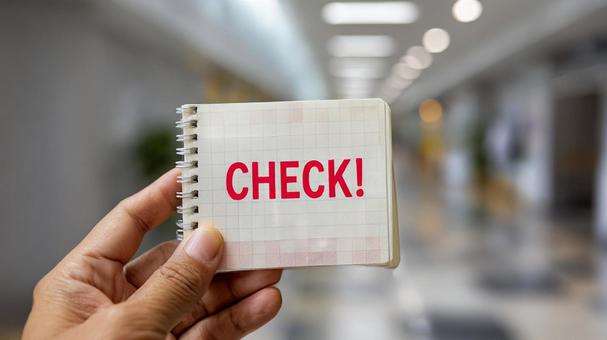 CHECK!と赤文字で書かれたノートの写真