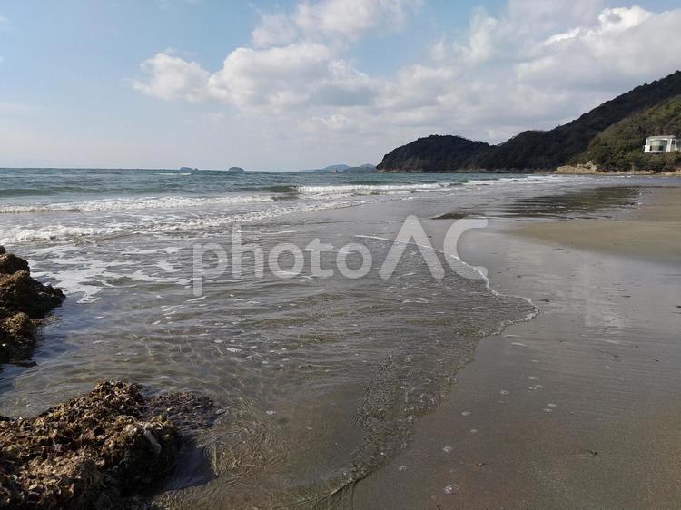 冬の新舞子浜 波打ち際,海,干潟の写真素材