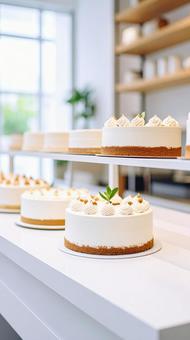 ケーキ屋のカウンター ケーキ屋のカウンターの写真
