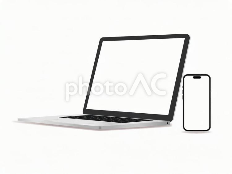 PSD画面くりぬき　ノートパソコンスマホ ノートパソコン,パソコン,pcの写真素材