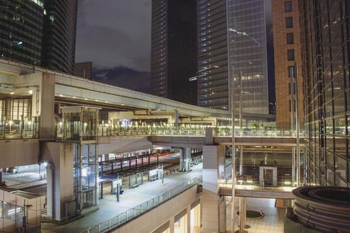 東京の都心にある汐留の夜景 汐留,新橋,汐留シオサイトの写真素材