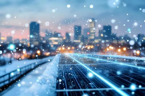 雪に覆われた未来的な都市風景 雪に覆われた未来的な都市風景の写真