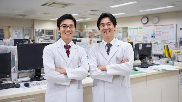 ナースステーションと二人の男性医師6 ナースステーションと二人の男性医師6の写真