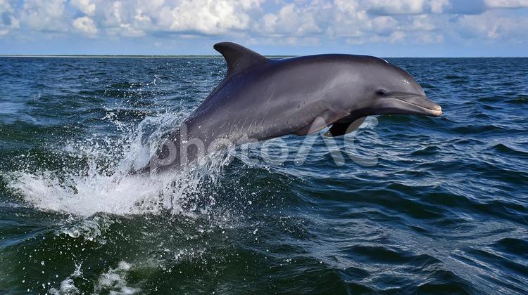 水しぶきを上げて空中へ舞い上がるイルカ イルカ,ジャンプ,跳ねるの写真素材