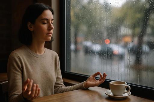 雨の日の瞑想とコーヒー 雨の日の瞑想とコーヒーの写真