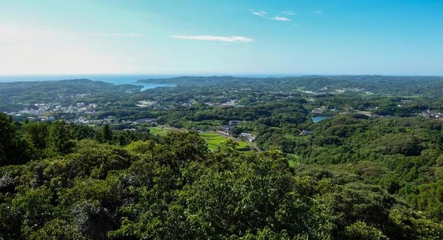 【壱岐】岳の辻展望台からの風景 岳の辻展望台,中央展望台,壱岐の写真素材