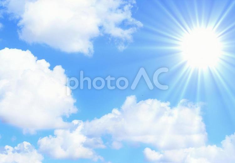 青空と白い雲と太陽の紫外線UVカット風景 空,入道雲,夏の写真素材