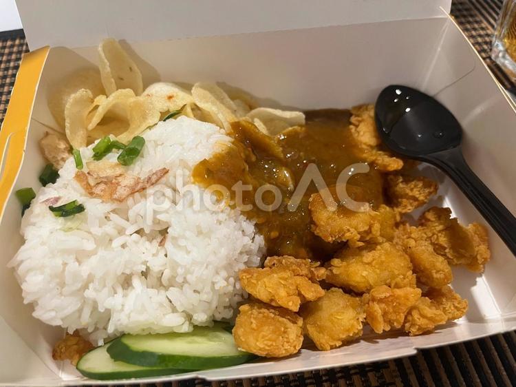 マレーシア、KLのフライドチキンライス 海外,マレーシア,クアラルンプールの写真素材