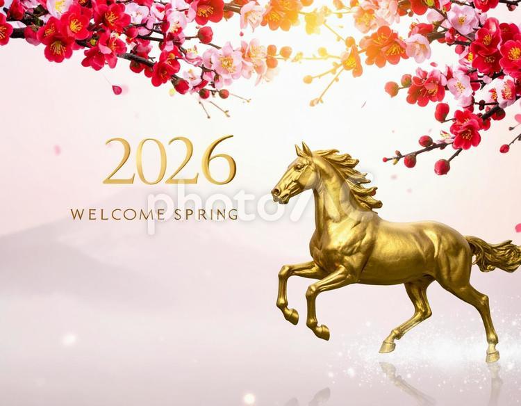 2026年用・馬モチーフの年賀素材 馬,2026,年賀の写真素材