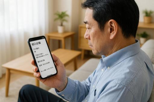 振込依頼メール確認男性 振込依頼メール確認男性の写真