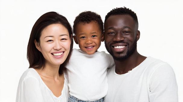 国際結婚した家族の写真