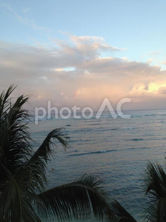 ハワイの夕焼け ハワイ,hawaii,サンセットの写真素材