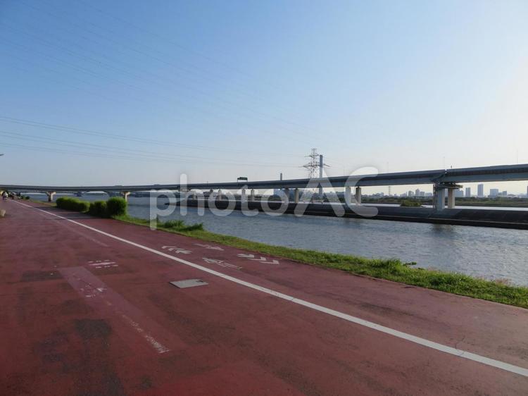 中川と首都高速中央環状線 中川,首都高速中央環状線,首都高の写真素材