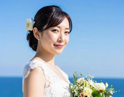 ブーケを持つ花嫁 ブーケを持つ花嫁の写真