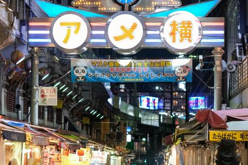 アメヤ横丁の夜景 アメヤ横丁,上野,アメ横の写真素材