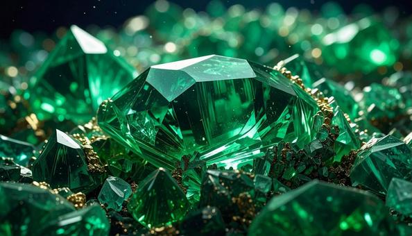 輝くエメラルドの結晶 輝くエメラルドの結晶の写真