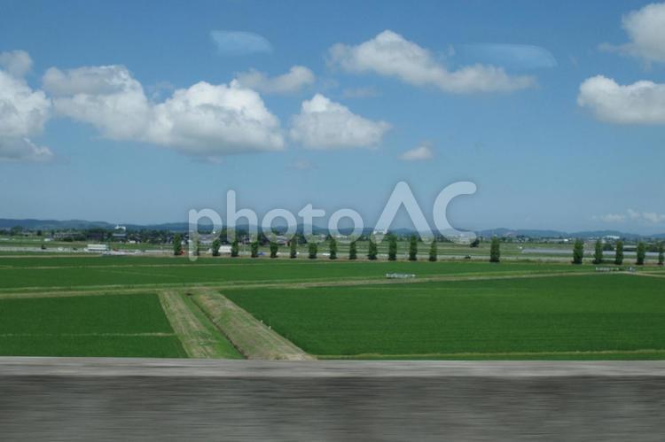 田園風景（上越新幹線車窓からの新潟県） 田園風景,景色風景,新幹線の写真素材