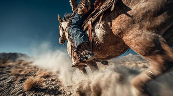 砂煙を上げる駆ける馬 砂煙を上げる駆ける馬の写真