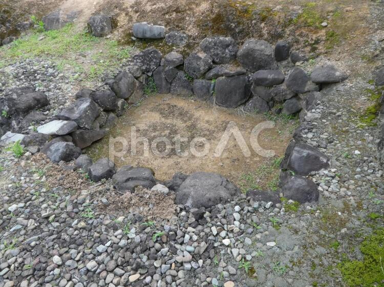 一乗谷侍屋敷石積施設跡 一乗谷,一乗谷朝倉氏遺跡,朝倉氏遺跡の写真素材