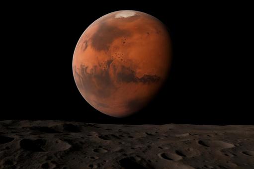 衛星表面と火星 衛星表面と火星の写真