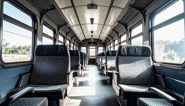 老朽化したバスや電車の車内 老朽化したバスや電車の車内の写真