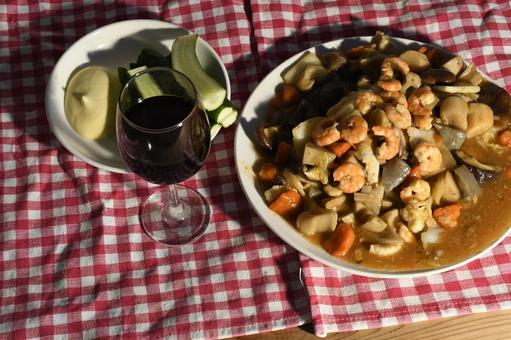 Photo, evening drink, red wine, hachihwa, 