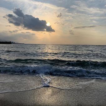 綺麗な海 綺麗な風景,海,夕日の写真素材