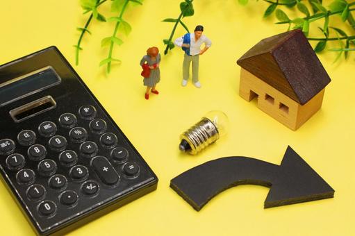 値下がりする電気代のイメージ 電気代,電気,豆電球の写真素材