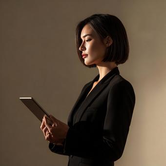 モダンなショートヘアの女性リーダー モダンなショートヘアの女性リーダーの写真