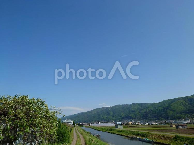 川と散歩道（コピースペース） 川,散歩道,コピースペースの写真素材